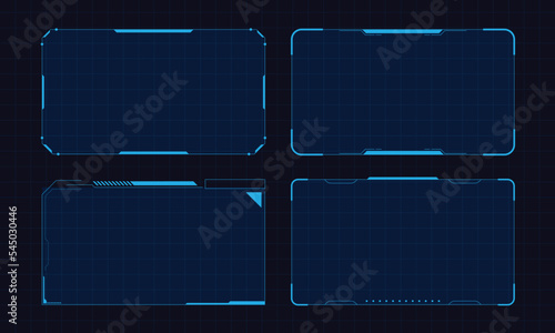 Hud frames futuristic text box border frame scifi digital screen hologram panel vector
