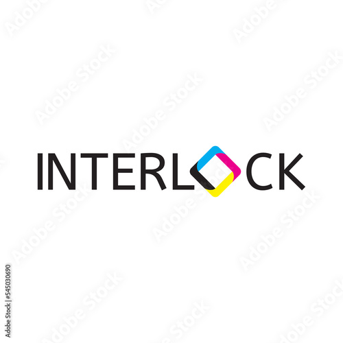 INTERLOCK letter with CMYK color square logo design vector
