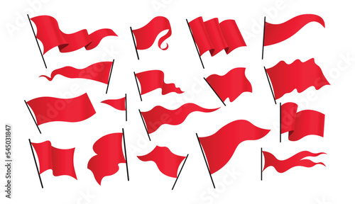 Vector set of realistic isolated flags for decoration