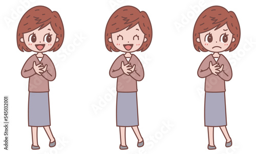 ひと安心する女性_表情バリエーションセット