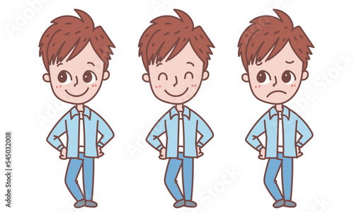 ポーズを決めている男性_表情バリエーションセット