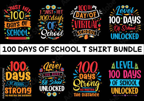 100 day of school colorful T-shirt design vector for print on demand, 100th day of school t-shirt design vector