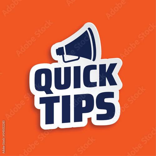 Quick tips advice with megaphone on orange background vector illustration