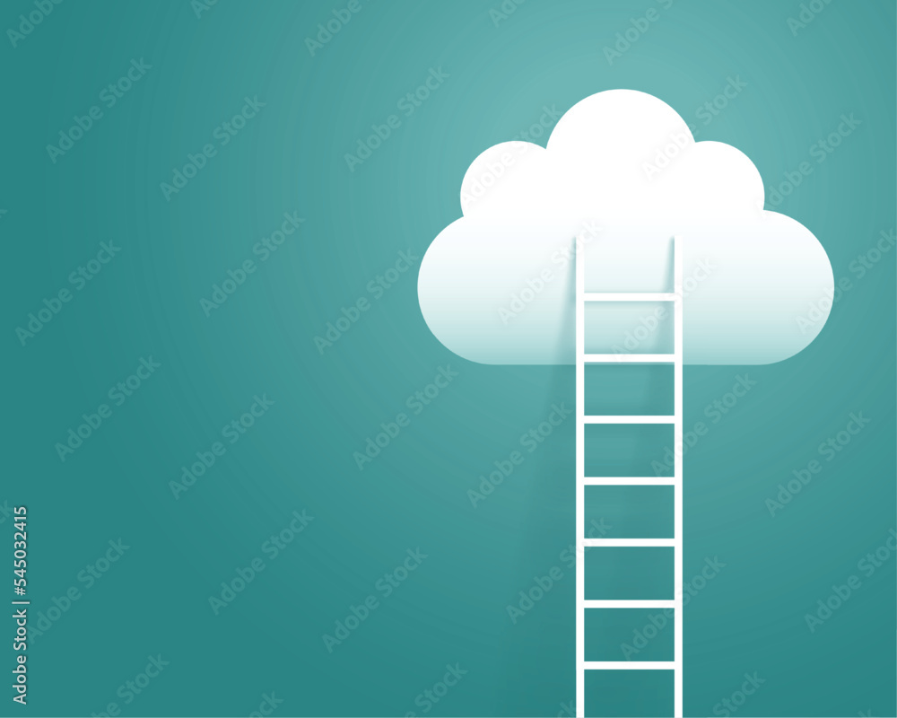 ladder leading to white cloud success concept background vector illustration ladder leading to white cloud success concept background vector illustration