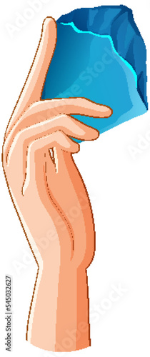 Hand holding blue healing crystal