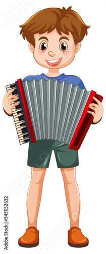 Boy playing accordion vector
