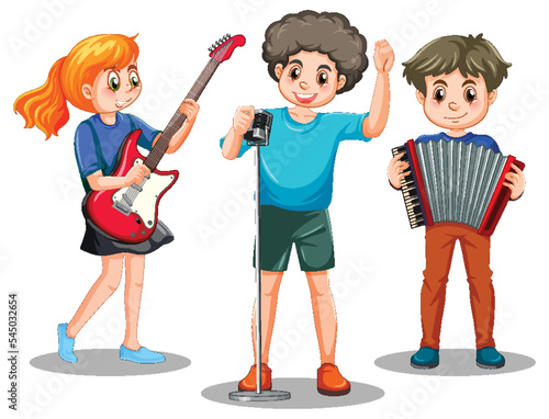 Kids music band cartoon character