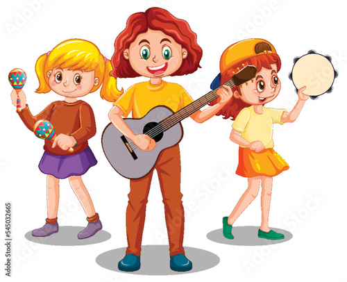 Kids music band cartoon character