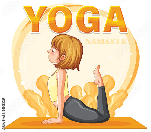 Woman doing yoga with text