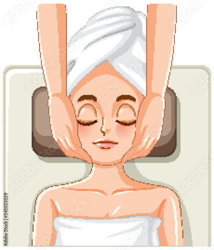 Woman gets facial massage spa