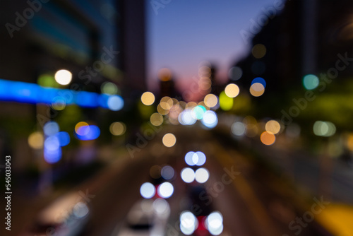 Blur view of the downtown city at night © leungchopan