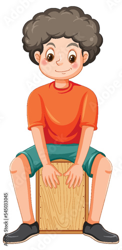Boy playing cajon drum vector