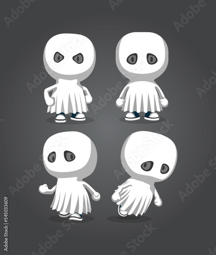 haracter of Halloween Party Blanket Ghosts With Style and Emotions.