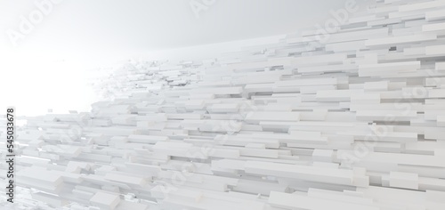 Obraz na płótnie Luxury white abstract architectural minimalistic background. Contemporary showroom. Modern exhibition stand. Empty gallery. Backlight. Polygonal Graphic Design. 3D illustration and rendering. w salonie