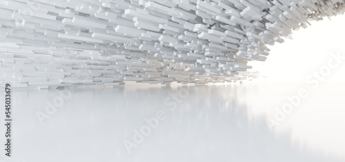 Obraz na płótnie Luxury white abstract architectural minimalistic background. Contemporary showroom. Modern exhibition stand. Empty gallery. Backlight. Polygonal Graphic Design. 3D illustration and rendering. w salonie