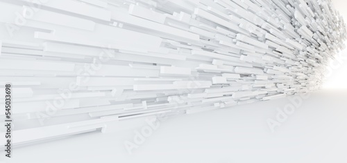Obraz na płótnie Luxury white abstract architectural minimalistic background. Contemporary showroom. Modern exhibition stand. Empty gallery. Backlight. Polygonal Graphic Design. 3D illustration and rendering. w salonie