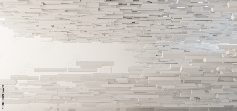 Luxury white abstract architectural minimalistic background. Contemporary showroom. Modern exhibition stand. Empty gallery. Backlight. Polygonal Graphic Design. 3D illustration and rendering.