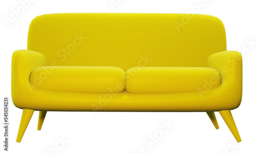 sofa with yellow pillows on a dark yellow background home decoration ideas digital 3d rendering illustration