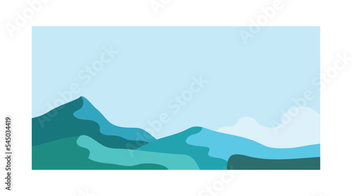 Fototapeta Naklejka Na Ścianę i Meble -  minimalist poster art of landscape mountain, beach, lake, sky, sun rice, sunset, summer