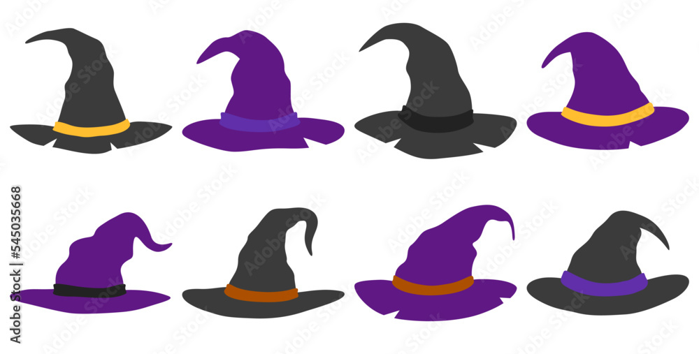 Set of Wizard Hat isolated on white background Set of Wizard Hat isolated on white background