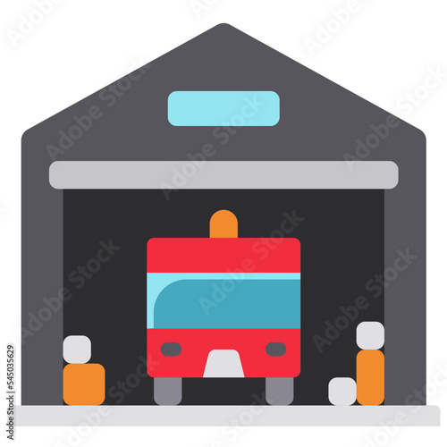 Fire station flat icon