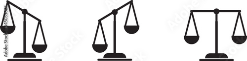 Scale libra icon collection. Judgement justice scale symbol. Law judgment punishment icon