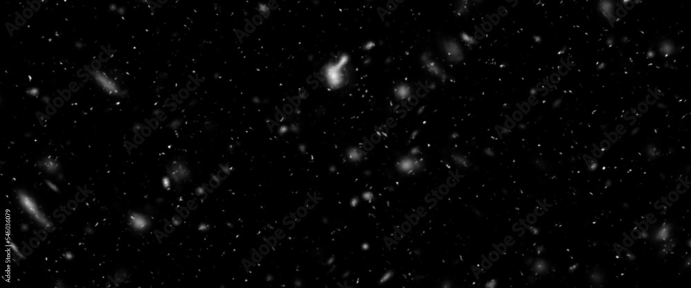 Falling snow isolated on black background. Falling snow at night. Bokeh lights on black background, flying snowflakes in the air. Winter weather. Overlay texture. Falling snow isolated on black background. Falling snow at night. Bokeh lights on black background, flying snowflakes in the air. Winter weather. Overlay texture.