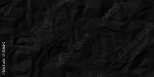 Dark Black facbric paper crumpled texture. dark black textured crumpled black paper background. panorama black paper texture background, crumpled pattern 