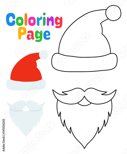 Coloring page with Beard with christmas hat for kids