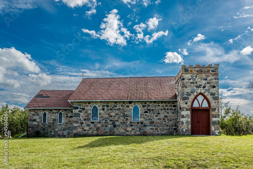 St. Thomas Anglican Church near McLean, Saskatchewan, built entirely of fieldstone in 1898 photo
