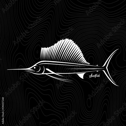 Sailfish linart logo illustration.. Unique and fresh sailfish illustration design. Great to use as your sailfish fishing activity. 