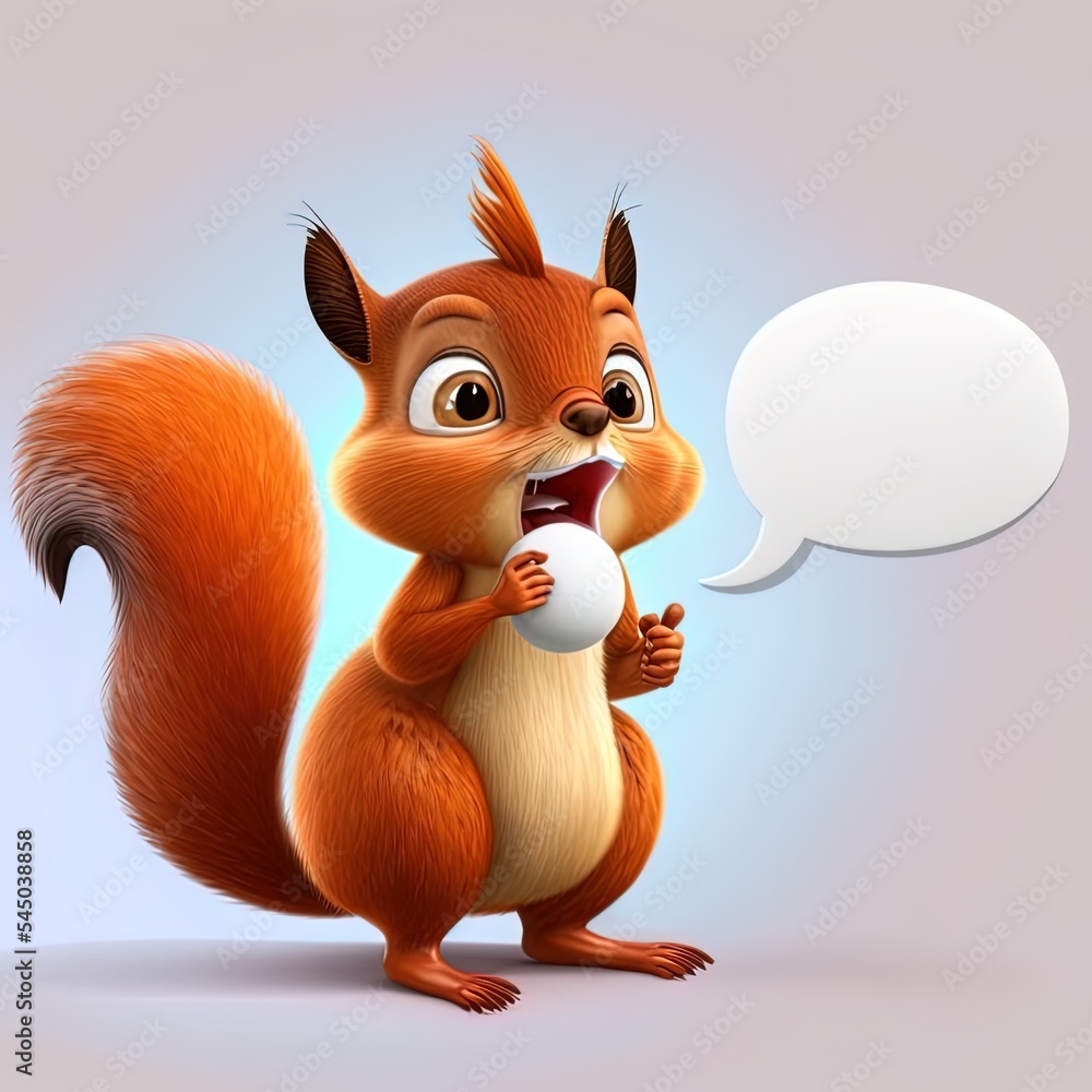 Fototapeta premium cartoon red squirrel with speech bubble