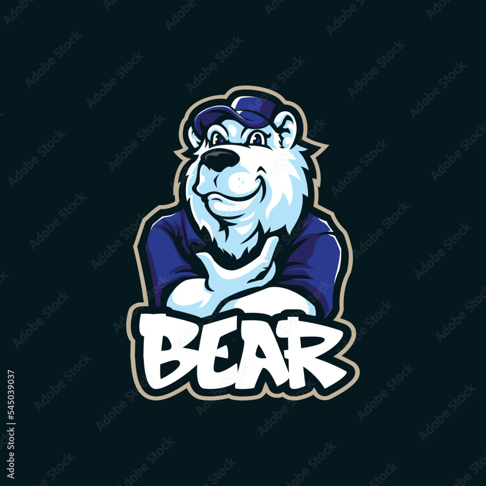 Bear mascot logo design with modern illustration concept style for badge, emblem and t shirt printing. Smart bear illustration. Bear mascot logo design with modern illustration concept style for badge, emblem and t shirt printing. Smart bear illustration.