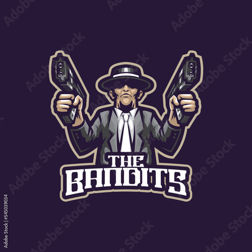 Bandits mascot logo design with modern illustration concept style for badge, emblem and tshirt printing. Bandits illustration with guns in hand.