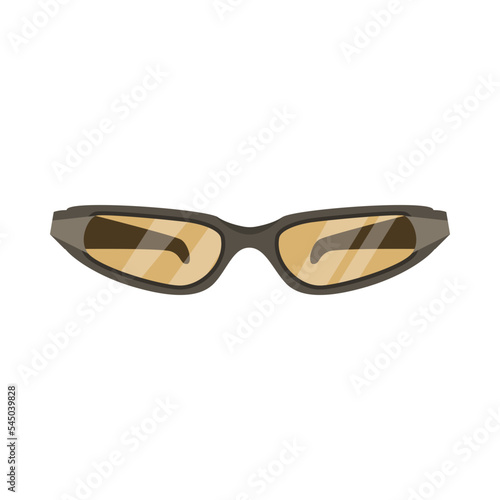 Military sunglasses with black frame cartoon illustration. Glasses with khaki lenses for soldiers and officers on white background. Army, equipment, protection concept