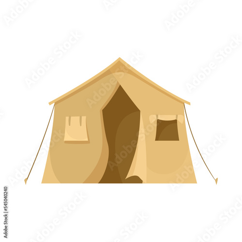 Tent for soldiers at military camp cartoon illustration. Equipment or supplies for campsite or journey isolated on white background. Army, protection, camping concept