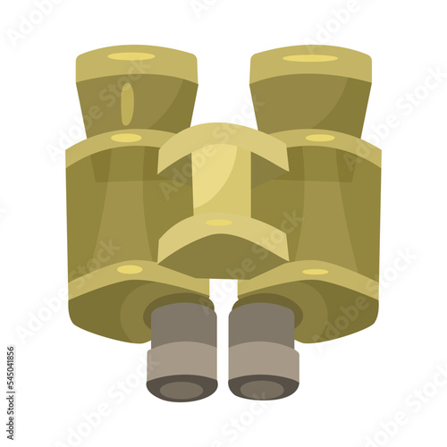 Green or khaki binoculars cartoon illustration. Equipment or tool for soldiers or officers for combat or battle isolated on white background. Army, accessories, equipment, navigation concept