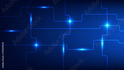 Hi tech digital technology and futuristic communication background concept. electric connecting lines as network with blue lighting