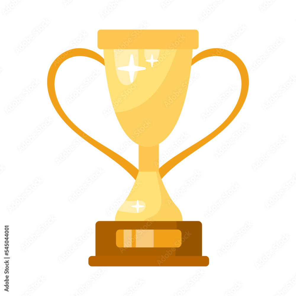 Golden goublet flat vector illustration. Golden sports trophy or award for winners isolated on white background. Victory, success, competition concept Golden goublet flat vector illustration. Golden sports trophy or award for winners isolated on white background. Victory, success, competition concept