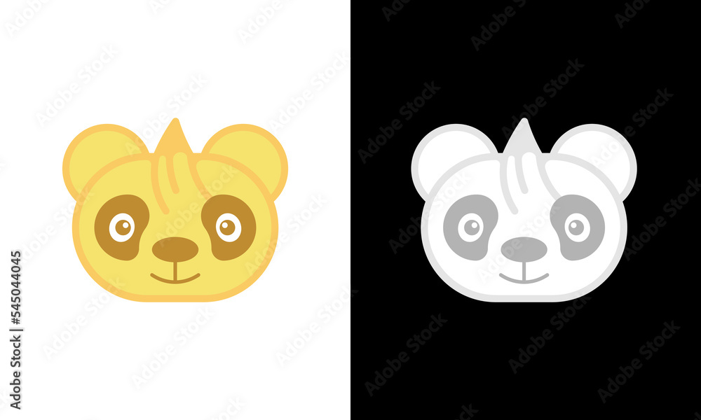 Fototapeta premium Cute Meat Bun Panda Logo On White Background.