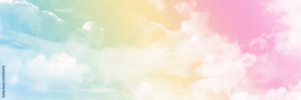 Sky with soft clouds in pastel tone for backgrounds