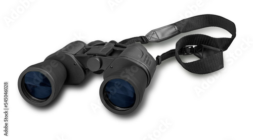 Black binoculars isolated over white background