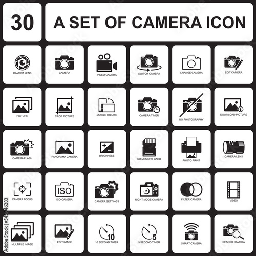 set of camera icon , set of image icon