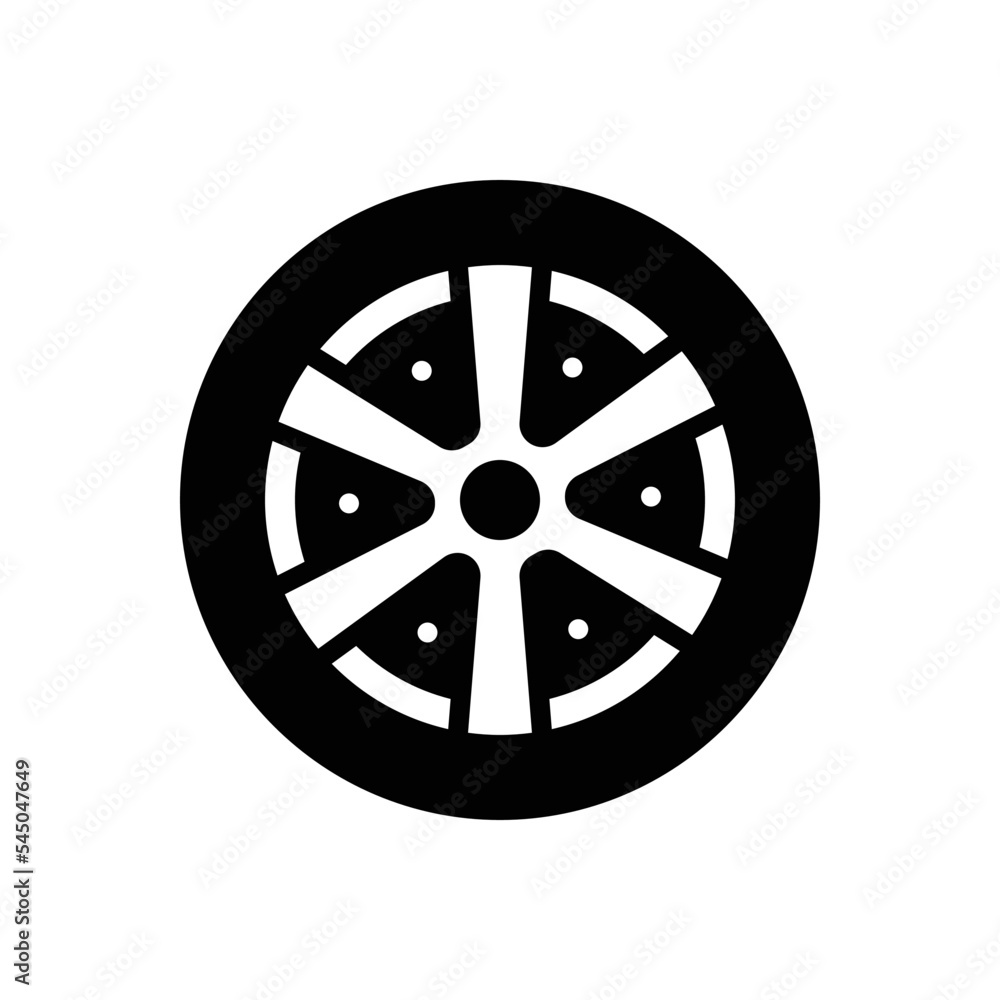 Obraz premium Black solid icon for rim tire