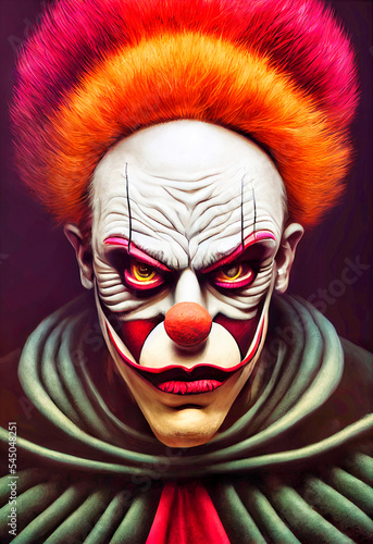Midjourney abstract render of an evil clown © Schneestarre