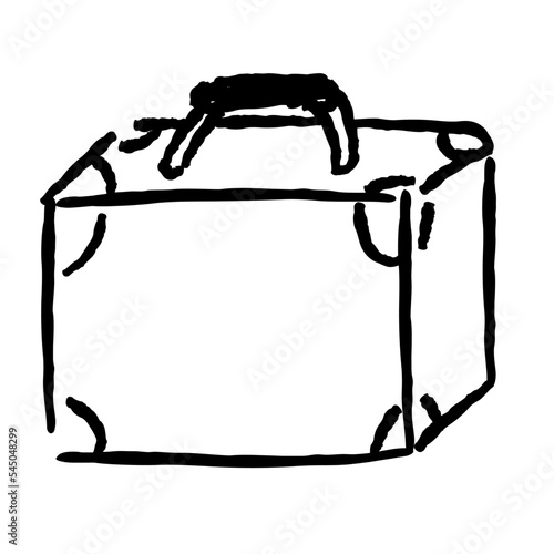 手描き風　革製の旅行かばんのイラスト