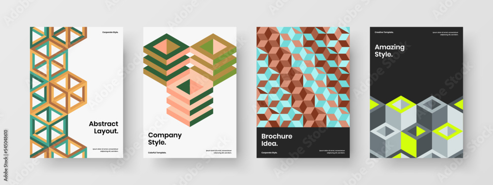Isolated corporate identity vector design layout collection. Original geometric pattern presentation illustration bundle.