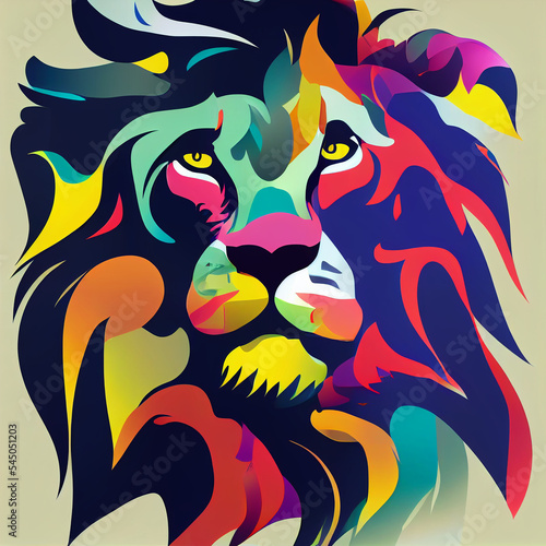 Roaring lion vector.multicolored roaring lion s head
