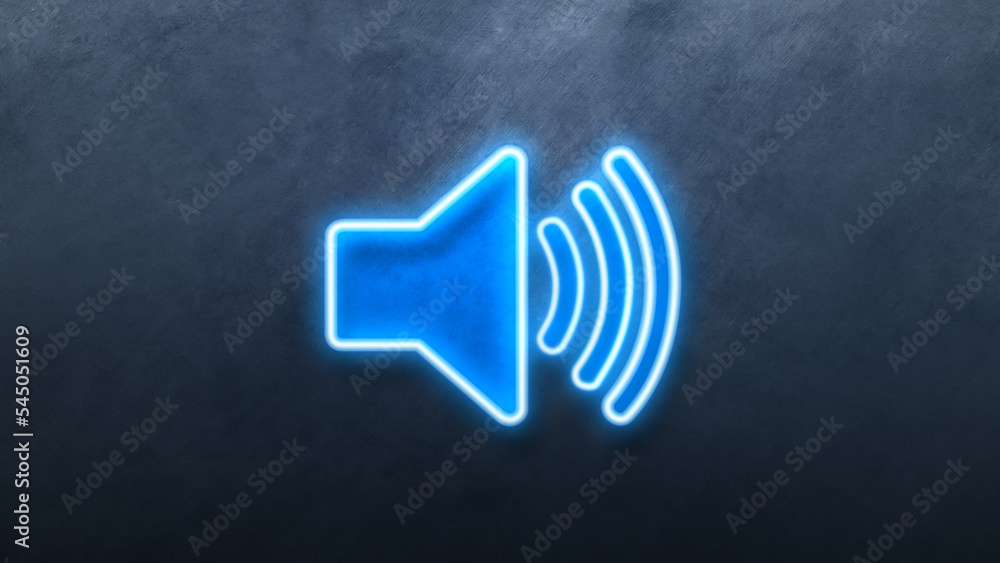 volume sound Icon in convesation Neon animation. Light Glowing blue Bright Symbol with Dark Background