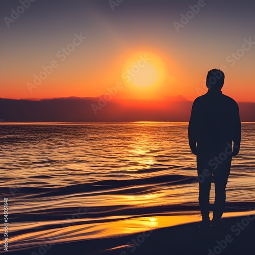 Silhouette of a Man during Sunset 